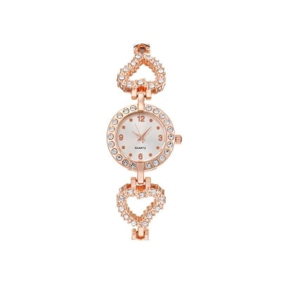 Picture of Luxury Rose Gold Quartz Watch for Women | Elegant Heart Bracelet Watch