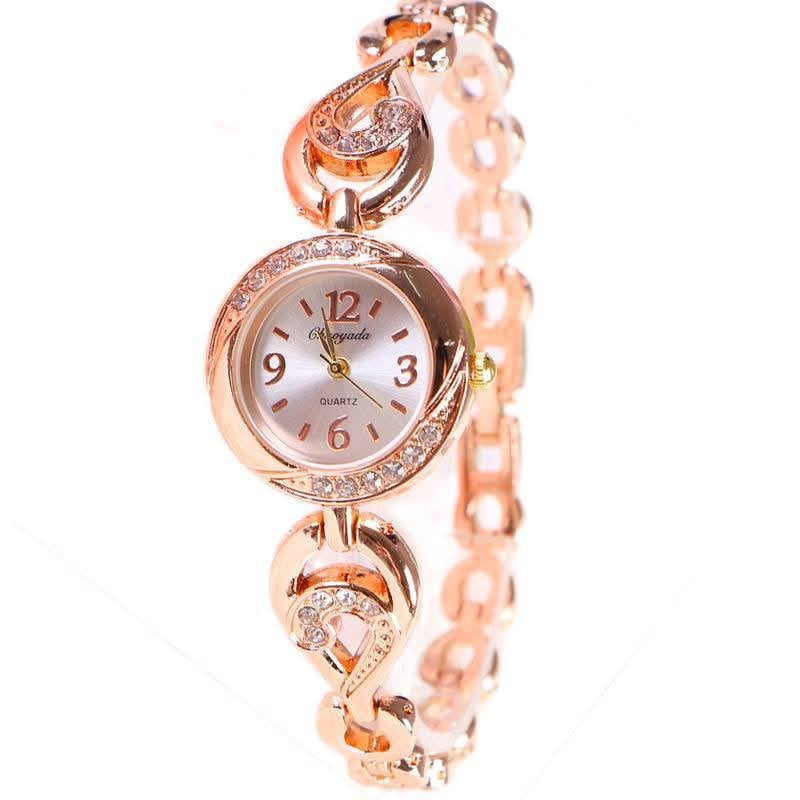 Picture of Luxury Rose Gold Quartz Watch for Women | Elegant Heart Bracelet Watch