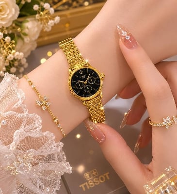 Picture of Luxury Gold Crystal Wrist Watch for Women | Elegant Designer Timepiece