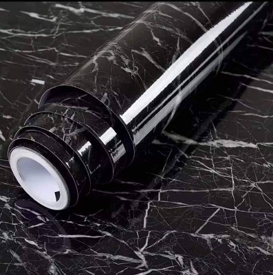 Picture of Marble wallpaper, Waterproof Sticker Modern Kitchen Cabinet Table Countertop Furniture Renovation Wallpaper PVC Self Adhesive Wall Sticker 1 Meter (black 4 meter)