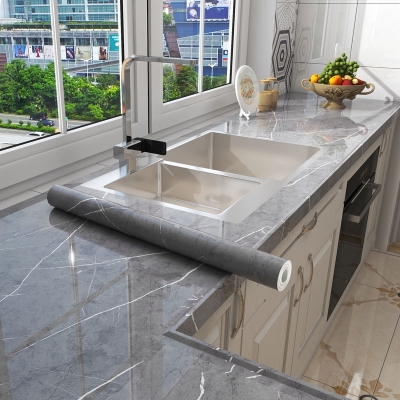 Picture of Marble wallpaper, Waterproof Sticker Modern Kitchen Cabinet Table Countertop Furniture Renovation Wallpaper PVC Self Adhesive Wall Sticker 1 Meter (multicolour 1 meter)