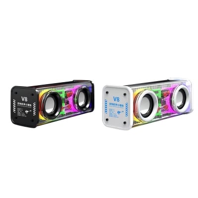 Picture of Bluetooth Speaker V8 Transparent Design Dual Speakers Colorful Lights 10W High Power Wireless Subwoofer