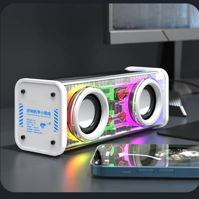 Picture of V8 Mecha Transparent RGB Light Bluetooth Speaker - Portable Wireless 5.0 Sound