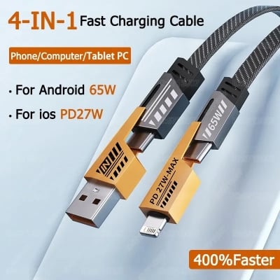 Picture of CASIFY CU05 65W 4 in 1 65W Fast Charging Cable USB To Type C PD Cable Fast Charger Mobile Phone Cable 65W Fast Charging Cable Type C to C Usb To C To iPhone Cable