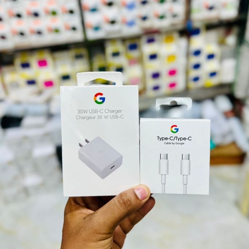Picture of 100% Google 30W USB-C Charger Fast Charging Pixel Phone Charger Adapter and Type C To Type-C PD Cable Compatible with Google Products and Other USB-C Devices