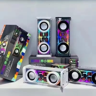 Picture of Bluetooth Speaker V8 Transparent Design Dual Speakers Colorful Lights 10W High Power Wireless Subwoofer