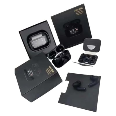 Picture of Airpods A9 Pro Touch Screen Display with ANC ENC TWS Earbuds - Black