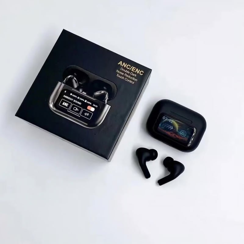 Picture of Airpods A9 Pro Touch Screen Display with ANC ENC TWS Earbuds - Black
