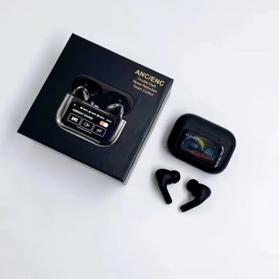 Picture of Airpods A9 Pro Touch Screen Display with ANC ENC TWS Earbuds - Black