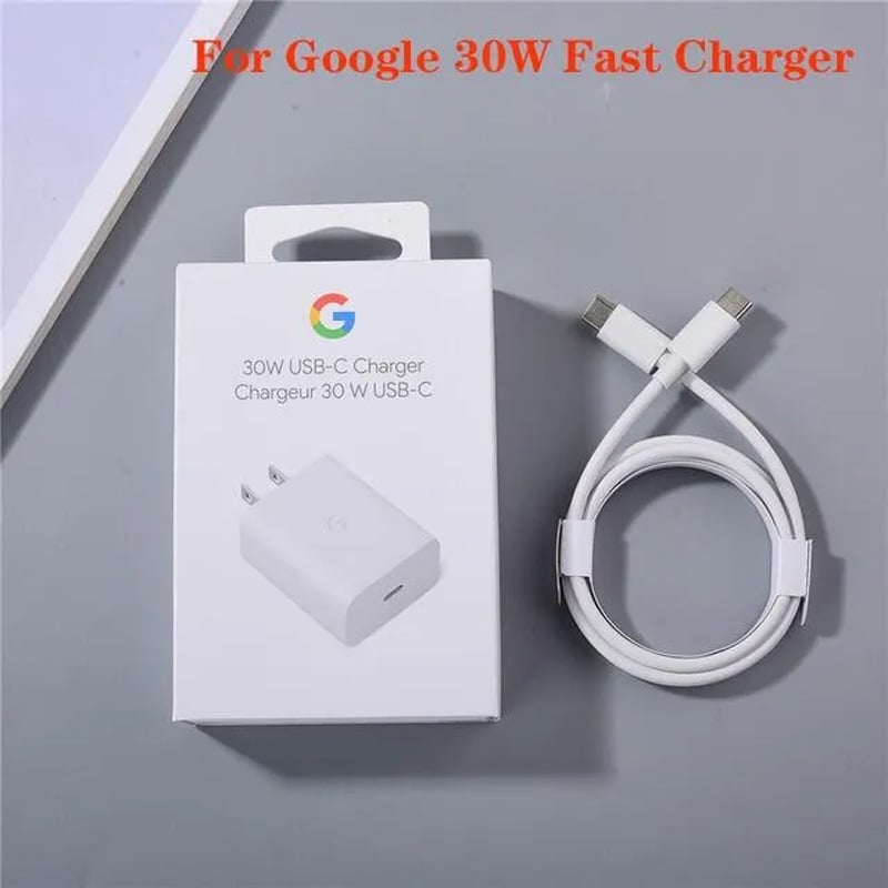 Picture of 100% Google 30W USB-C Charger Fast Charging Pixel Phone Charger Adapter and Type C To Type-C PD Cable Compatible with Google Products and Other USB-C Devices