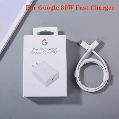 Picture of 100% Google 30W USB-C Charger Fast Charging Pixel Phone Charger Adapter and Type C To Type-C PD Cable Compatible with Google Products and Other USB-C Devices