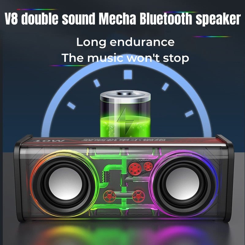 Picture of V8 Mecha Transparent RGB Light Bluetooth Speaker - Portable Wireless 5.0 Sound