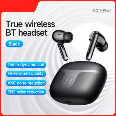 Picture of Hoco EQ10 Plus Harmony ANC + ENC TWS Earbuds | Bluetooth 5.4 | 13 mm Drivers | 7 H Playback (6 H ANC) | 300 mAh LED Display Case | Dual‑Device Pairing | Auto‑Pair | Touch Volume Slide | Type‑C Charge | IPX5