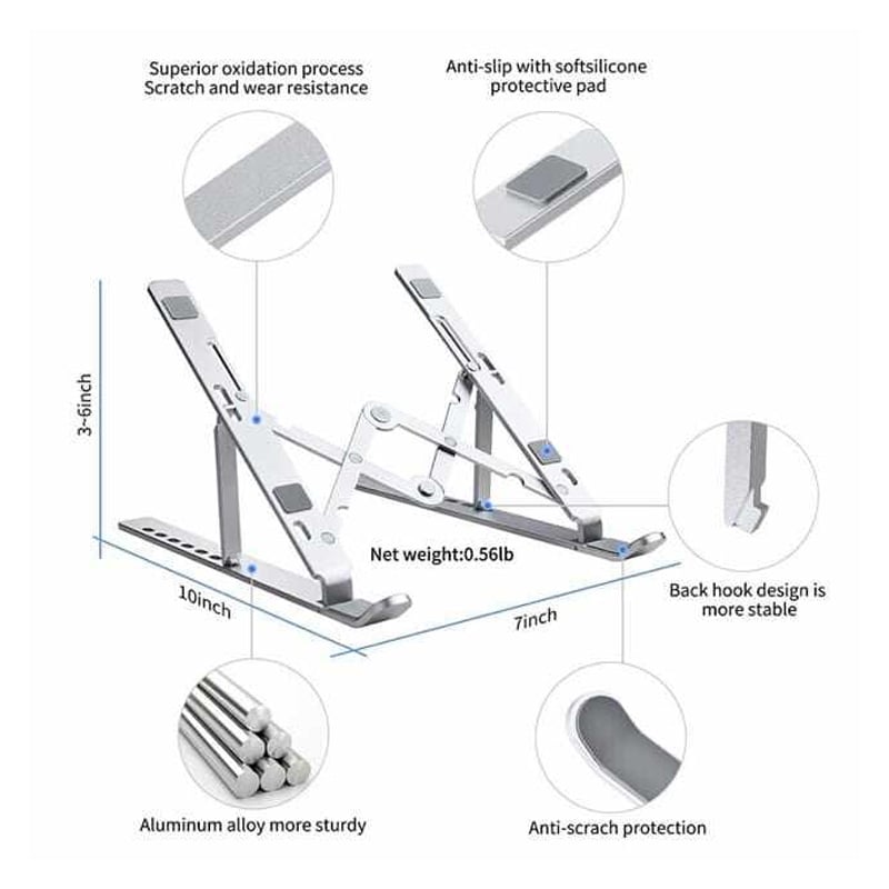 Picture of Creative Folding Laptop Stand – Premium Aluminum Alloy Bracket for 10-17 Inch Tablets & Laptops