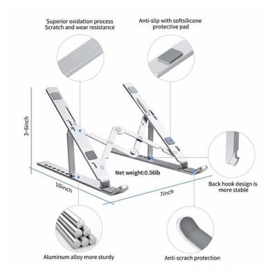 Picture of Creative Folding Laptop Stand – Premium Aluminum Alloy Bracket for 10-17 Inch Tablets & Laptops