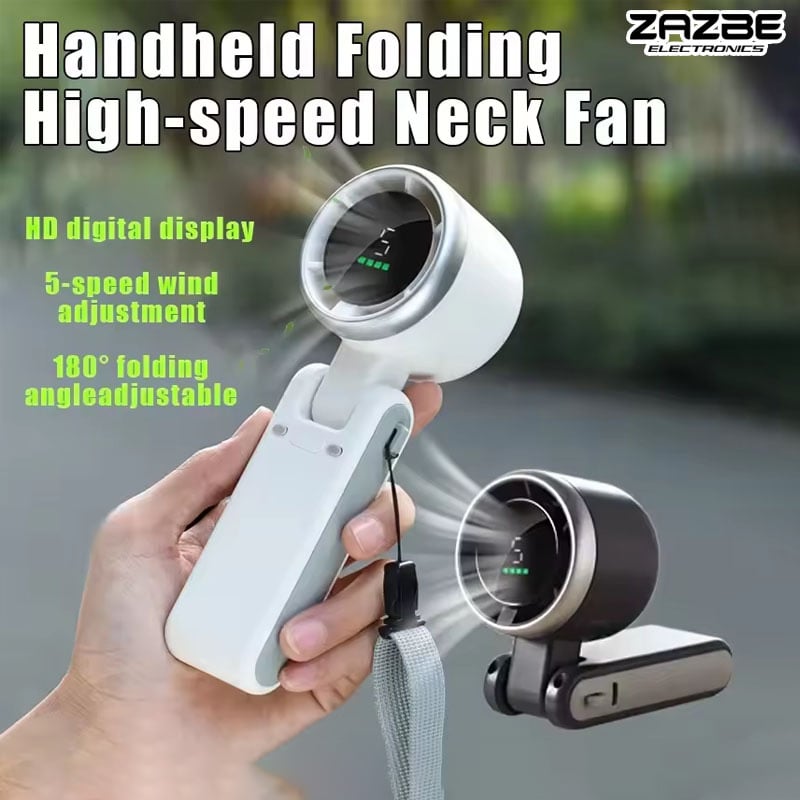 Picture of Turbo Fan HandheldRechargeable Fan Portable Mini Hand Fan USB Rechargeable Foldable Hanging Neck Fan 3600mAh USB Mini Portable Small Turbo Fan