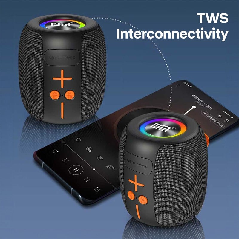 Picture of HM-805 Portable Bluetooth Speaker RGB Light | Bluetooth 5.3 | IPX4 Waterproof | TWS Pairing | Powerful Sound