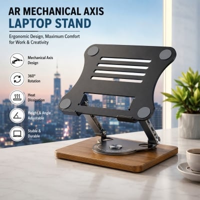 Picture of J31 Foldable 360-Degree Rotating Premium Laptop Stand Price in BD - Gray 