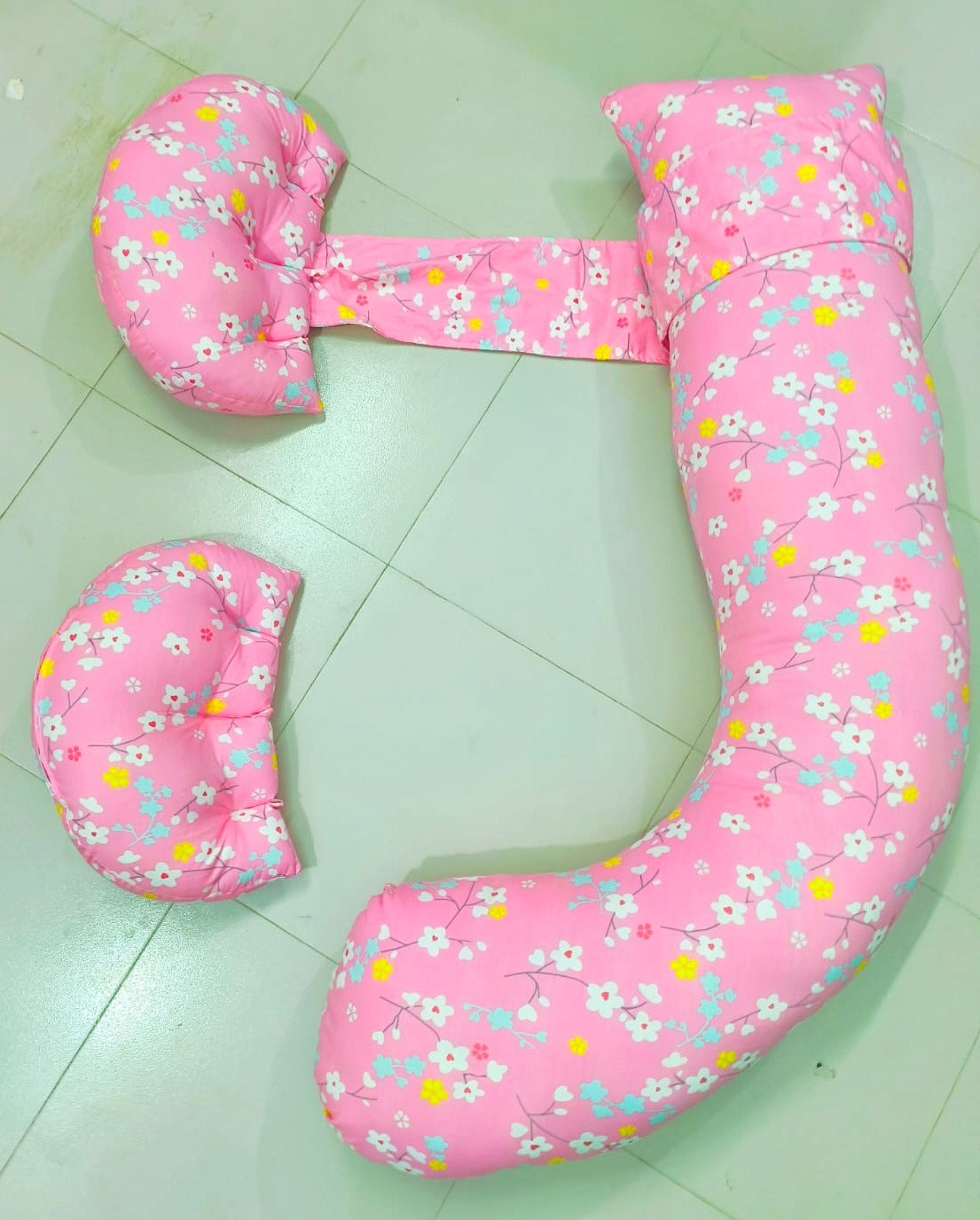 Picture of 3 Part Pregnant Women Sleeping Belly Support Pillow On The Side U Shape Body Pillow, Best Pregnancy Pillow, Belly Support Pillow (Pink 3Part Pillow)