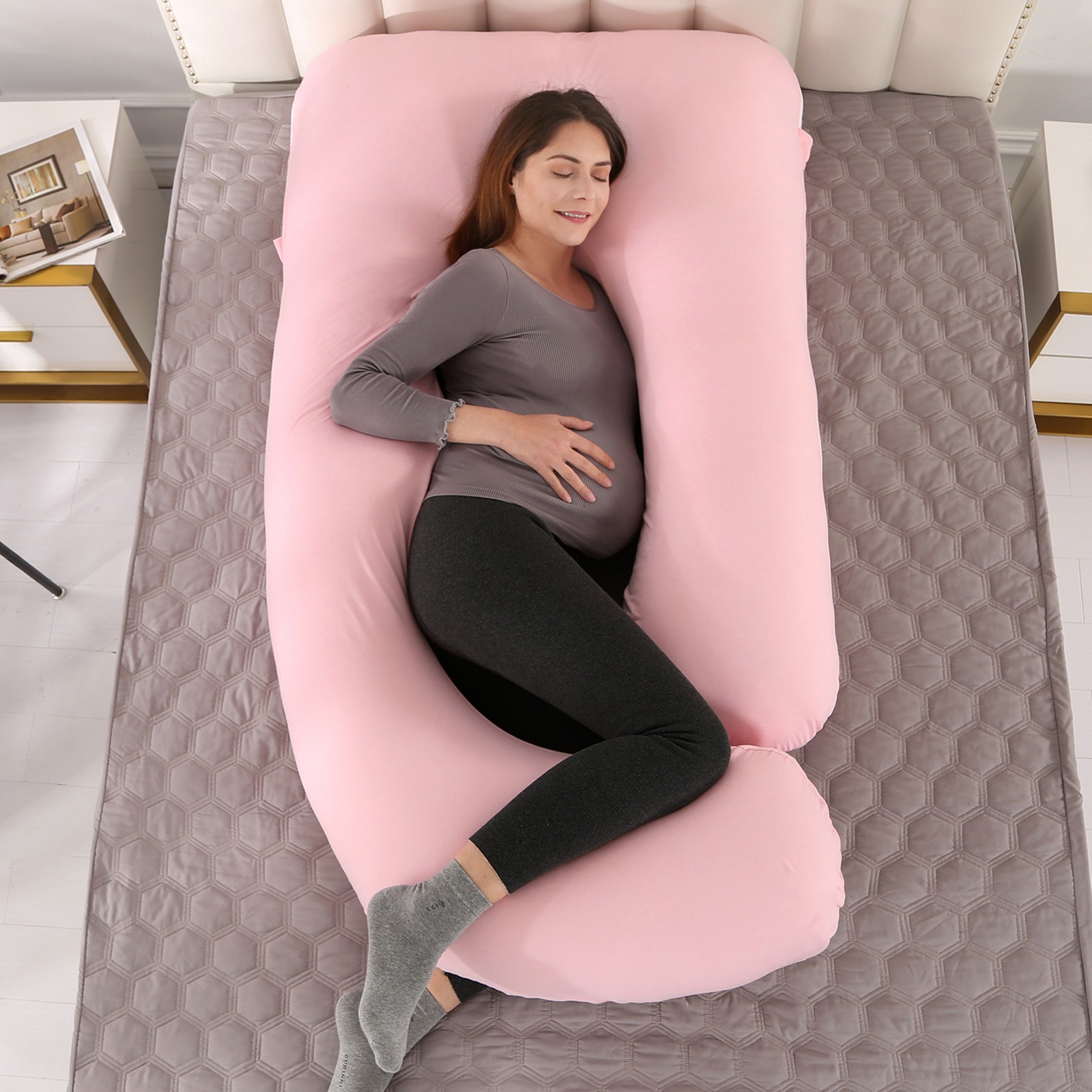 Picture of Full Body Support Pregnancy Pillow For Women Large Size Pillow For Full Body Support Pink