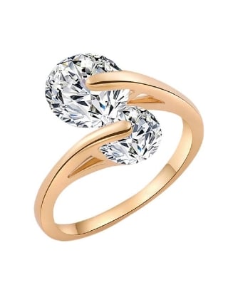Picture of Rose Gold Plated Fashion Design Twin Zircon - Gold
