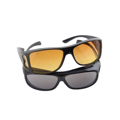 Picture of Hd Vision Wrap Around Sunglasses 2 Pcs Set - Black(Null) - Brown