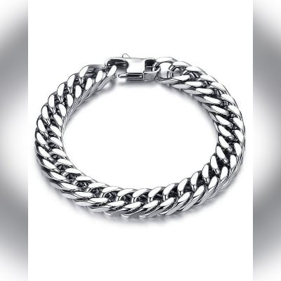 Picture of Fashion Punk Style Men\'s Classical Biker Chain Bracelet - Silver