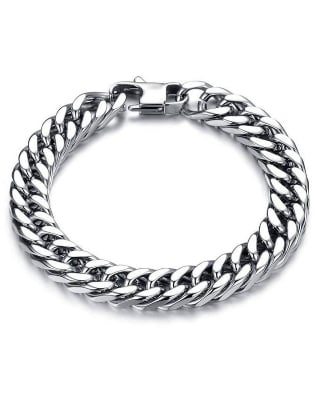 Picture of Fashion Punk Style Men\'s Classical Biker Chain Bracelet - Silver