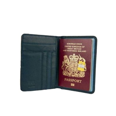 Picture of Bogesi Men's Leather Black Wallet and Leather Passport Cover - Black