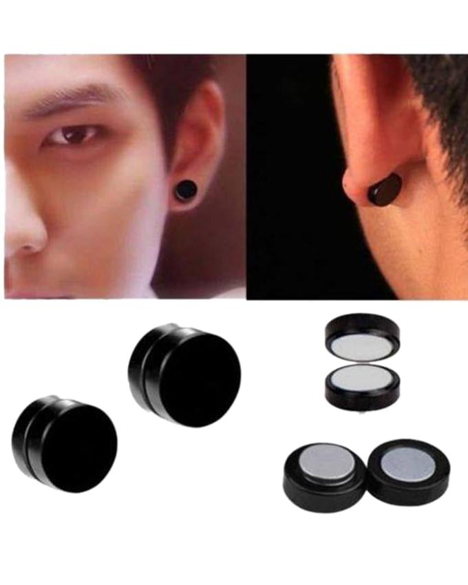 Picture of Men'S Black Circular Magnetic Earring Pair - Black(Null)