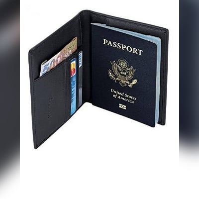 Picture of Leather Passport Cover Holder - Black