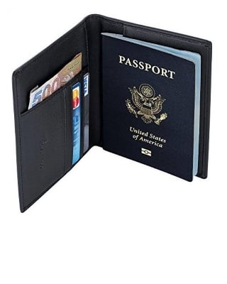 Picture of Leather Passport Cover Holder - Black