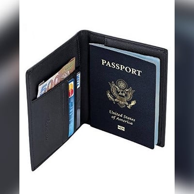 Picture of Leather Passport Cover Holder - Black