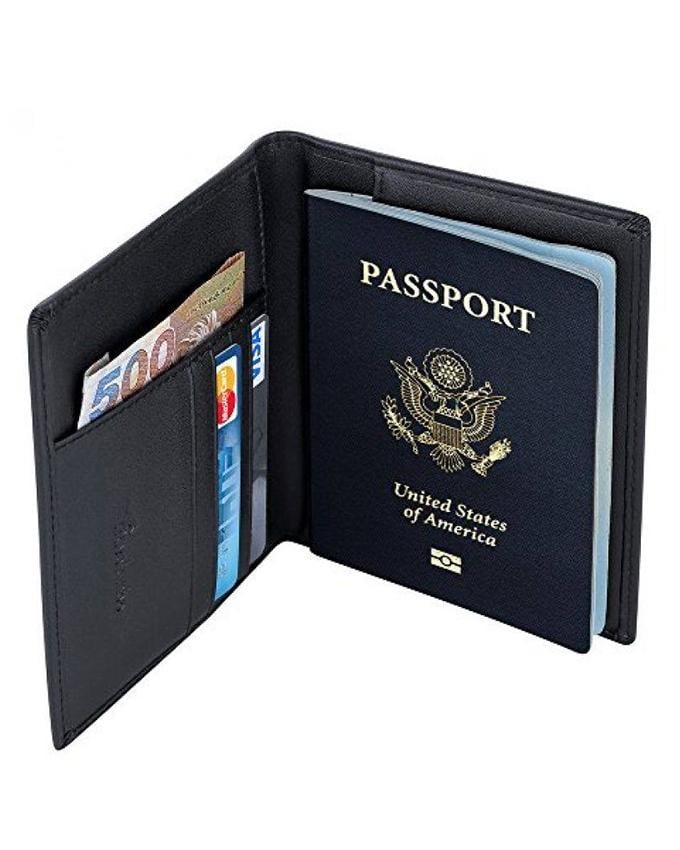 Picture of Leather Passport Cover Holder - Black