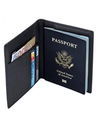 Picture of Leather Passport Cover Holder - Black