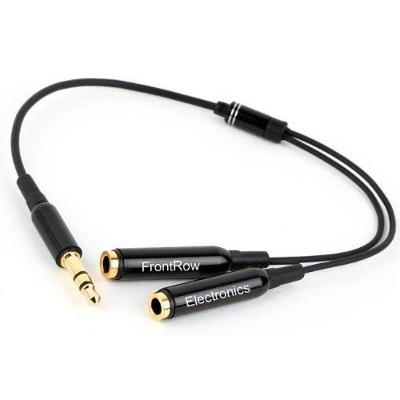 Picture of Male to 2 Female Y Splitter Headphone Audio Cable - Black