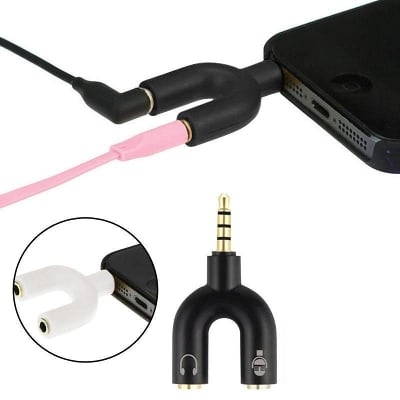 Picture of Music Listening Dual Splitter 3.5mm Audio Converter - Black