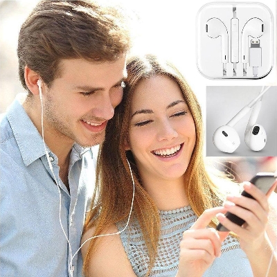 Picture of Wired Headset Earphone Mic Volume Headphone for iPhone X 8 7 Plus - White