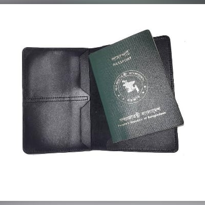 Picture of Leather Passport Cover with Card Holder - Black