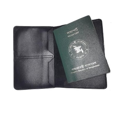 Picture of Leather Passport Cover with Card Holder - Black