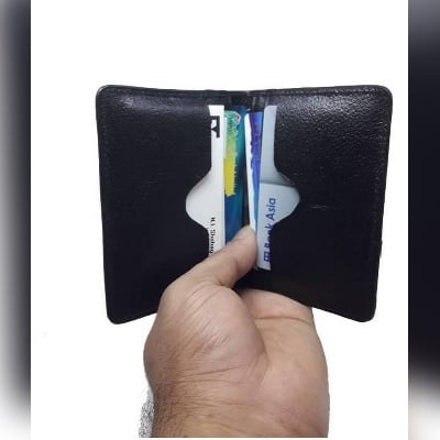 Picture of Black Genuine Leather Credit & visiting Card Holder - Black