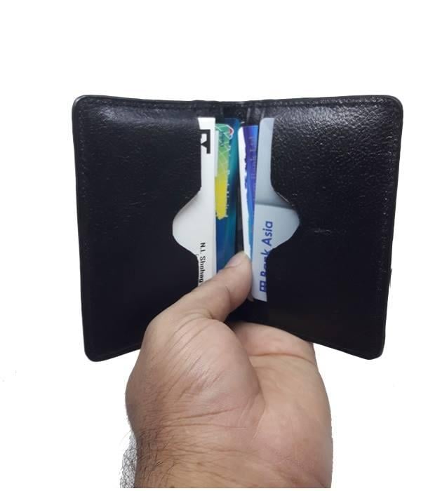 Picture of Black Genuine Leather Credit & visiting Card Holder - Black
