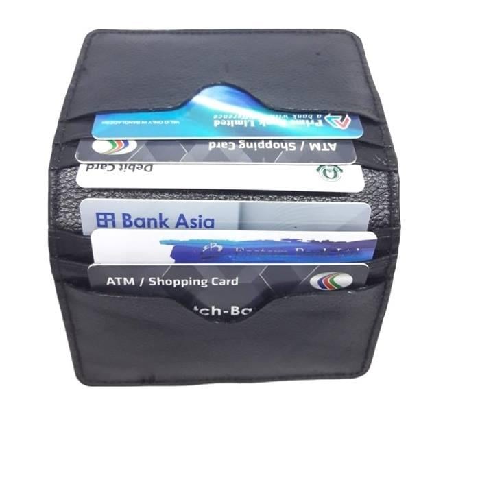 Picture of Black Genuine Leather Credit & visiting Card Holder - Black