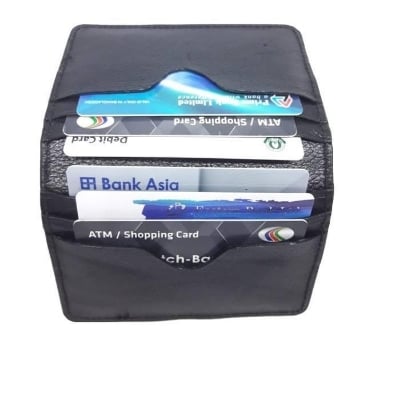 Picture of Black Genuine Leather Credit & visiting Card Holder - Black