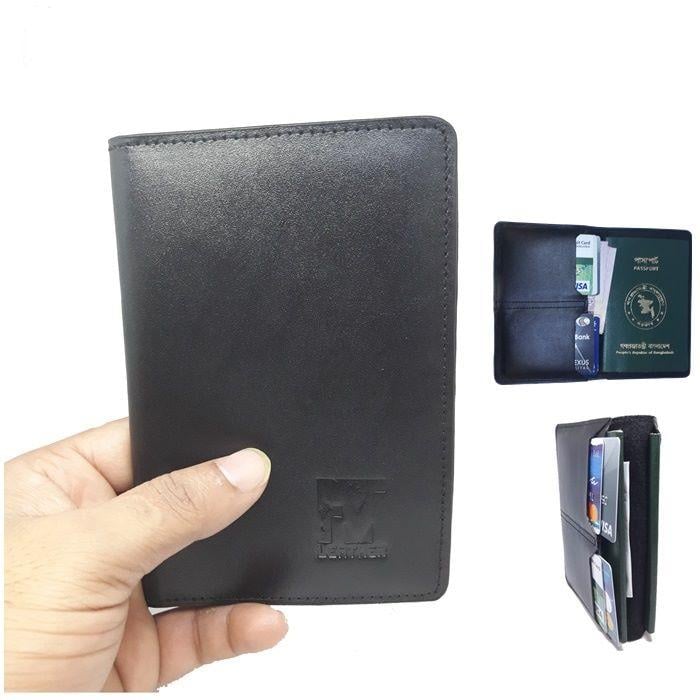 Picture of Genuine Leather Passport Cover with Card Holder - Black