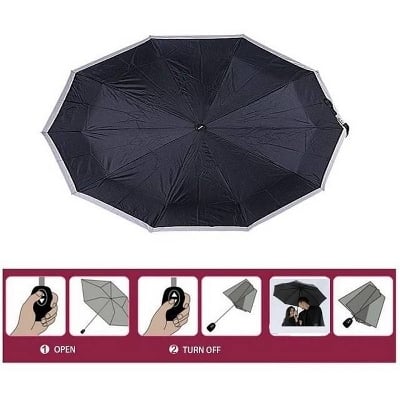 Picture of Black Automatic Folding Umbrella - Black