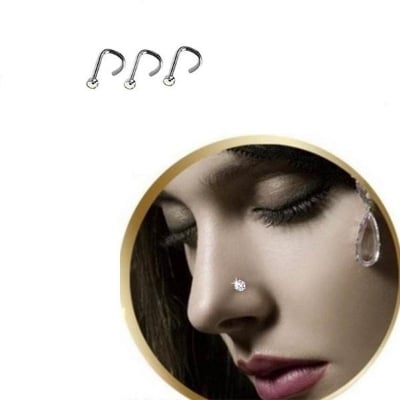 Picture of 3Pcs/Set C-Type Stainless Steel Nose Ring Fake Nose Non Piercing Jewelry(Null)