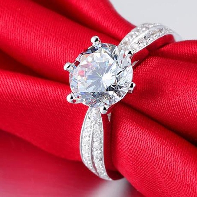 Picture of Crystal Cz Stone Wedding Engagement Rings for Women(Null) - Silver