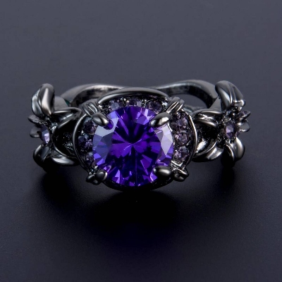 Picture of Blue Zircon Alloy Zircon Finger Ring(Null) - Black