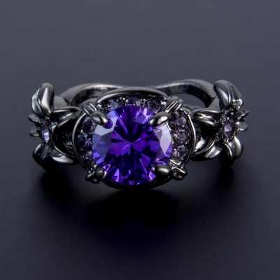 Picture of Blue Zircon Alloy Zircon Finger Ring(Null) - Black